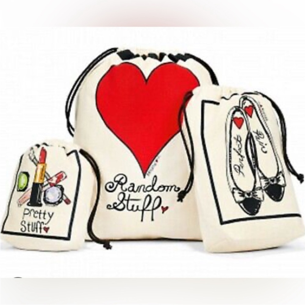 Brighton Heart and Shoe Print Drawstring Bags Set